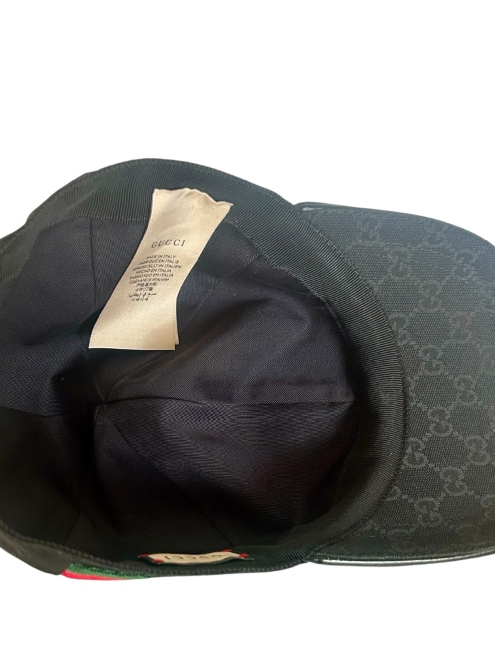 GucciGG Black Canvas Web Accent Baseball Cap with leather trim L Unisex - Picture 7 of 15